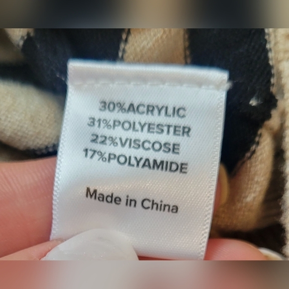 Striped Off-Shoulder Sweater - Tan and Black - Picture 10 of 10